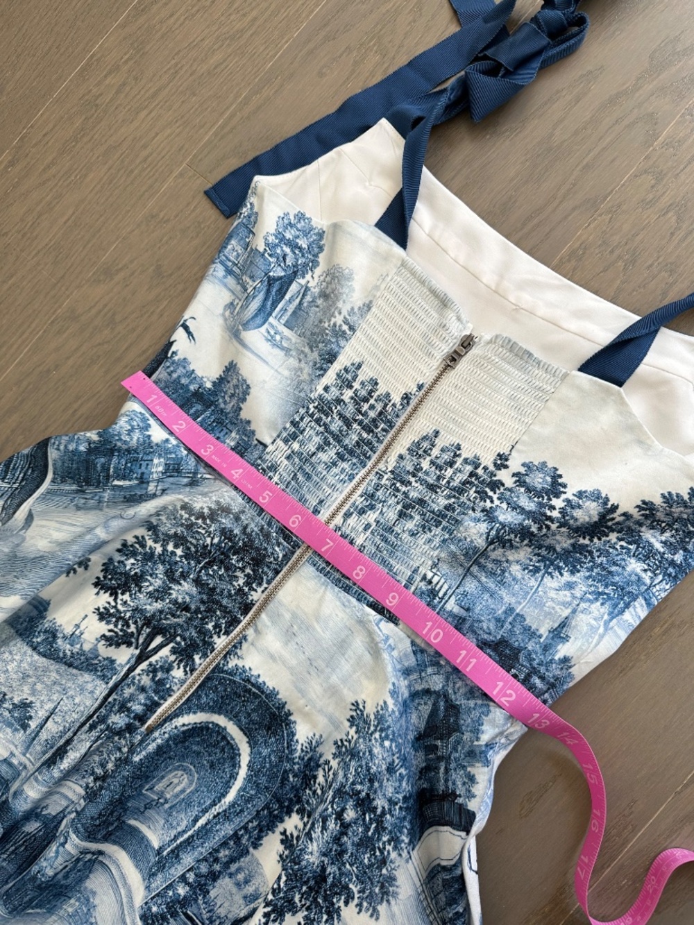 Alice + Olivia Rosalee Chateau Toile De Jouy Blue White Maxi Dress Tie Corset 2 - Picture 7 of 13